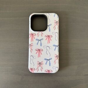 Stylish Bow Pattern Phone Case - Pink and Blue